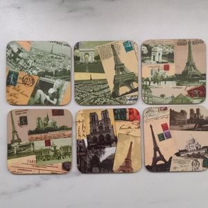 Vintage Style Paris Themed Coasters (Set of 6)